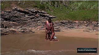 Beautiful Brunette Fucked By A Huge Cock On The Seaside Beach