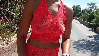 JonDickFlash Flashes Big Tits & Pussy While Walking & Pissing in Public - Croatia Outdoor Voyeur