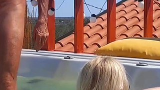 Amateur Blonde Mature Wife Enjoys Naked Pleasure in Whirlpool