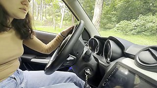 We Get Excited by Hearing the Sound of the Car, Kissing, Touching Each Others Breasts and Having Orgasms