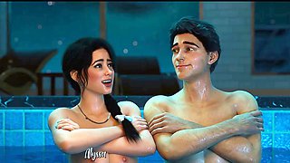 Cartoon teen daddy, dad daughter love story, oil massage cartoon