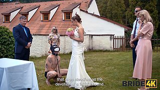 BRIDE4K. Blonde bride with natural tits enjoyed a good fuck on her kinky wedding