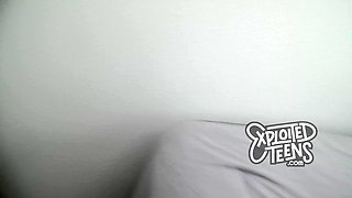 This 4 foot 9 Hispanic teenager with amazing knockers gives a sloppy ORAL