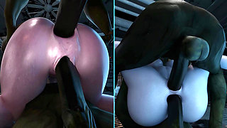 Lara and Tifa suck ogre cock while getting fucked in the pussy and ass at the same time. Monster fun 3D Hentai Game