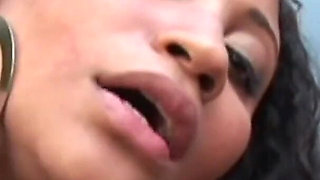 Big ass ebony gets a warm load in her mouth from his BBC outdoor