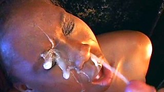 Interracial fucking and deep throat blowjob on sofa in hd