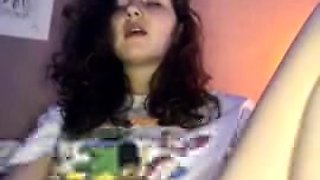 Girl strips, plays, then sucks her man off. Nice s