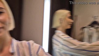 Big Tits in the Dressing Room. Try On Sexy See-Through Outfit