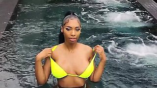 Fucking big wet black tits and pussy poolside