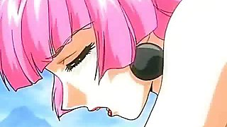 Pink haired hentai cutie getting small beaver licked and