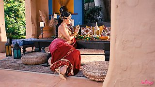 In the moonlit waters' embrace, Jasmine Sherni awakens sensual passions with graceful allure.