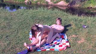 Small titted brunette amateur anal nailed at home