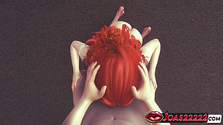 Red Head Ariella Oral Sex Blowjob and Cumshot - Sexy Anime Girl Sucks Cock in Honey Select 2 3D Animation Hentai