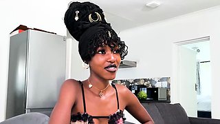 Petite ebony teen on first time casting
