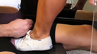 Flexible foot fetish masturbating with feet and hands