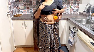 Best softcore seduction of Indian duo with saree and fruit play