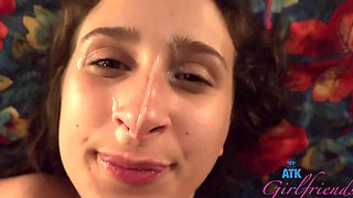 Fine teen rides the hefty dong and sucks it dry in sexy POV