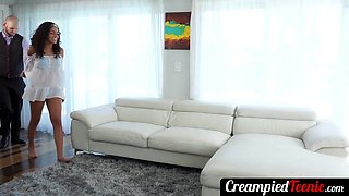 CreampiedTeenie.com - Black-haired teenage Vienna Black penetrated rock-hard by this fat bone
