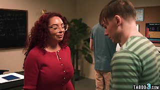 Redhead MILF teacher double penetrated