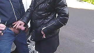 The Teacher Swallows Cock on a Public Street (dick Flash Extreme Public Action!) - Misscreamy