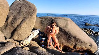 Johnny Sins and babe make love on the beach