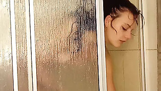 Enjoying my pussy too.much in and out of the shower the ducking off my step bros cock