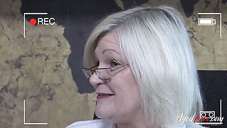 OLDNANNY Two Mature Blonde Lesbians Fucking Strapon Sex Toy