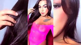 Trans woman exploring every inch of her pleasure