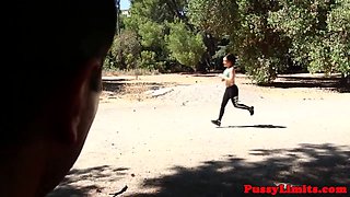 Jogging crud roughly pussypounded by male domination