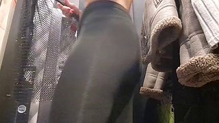 Open curtain in fitting room public flashing of tits