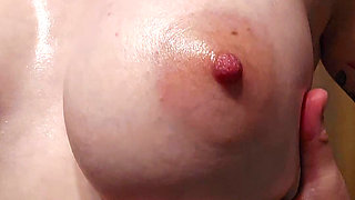 Touching and massaging my tits