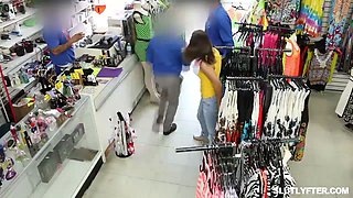Tattoed shoplyfter young gets spreadeagle screw penetrating her pussy!