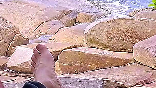 Handjob Surprise Ejaculation on the Beach