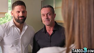 Petite mom rewarding the moving workers