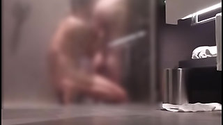 Married Woman Making Out with Her Lover in the Shower and Receiving Anal Licking in Front of the Mirror