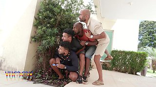 Hot pornstar caches her neighbors spying on her and invites them