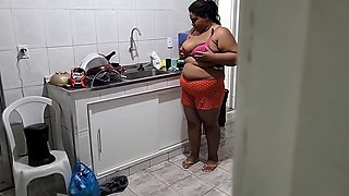 Stepmother Gets Fucked in the Kitchen by Her Stepson and Gets a Lot of Cumshot