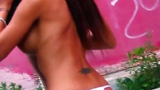 Slutty Brunette Fucking in Outdoor