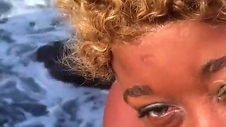 Hot ebony girls fucks on beach
