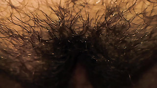 The Bull Makes the Beautiful Hairy Pussy Piss Between His Fingers and Fucks Her Deeply