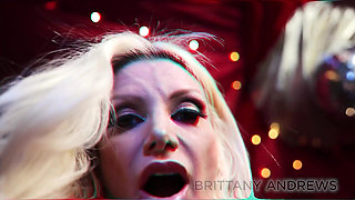Sexy Blonde Brittany Andrews Pokes Her Pussy and Licks Her Big Tits!