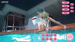 Futanari 3D at Pool - Cartoon Animated BJ Futa on Female
