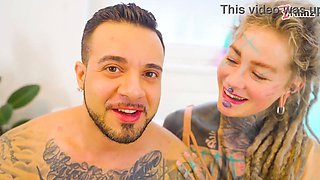 Tattooed pornstar gets filled with huge italian cock and gets covered head to toe in cum - ATM, gapes, big cumshot, deepthroat