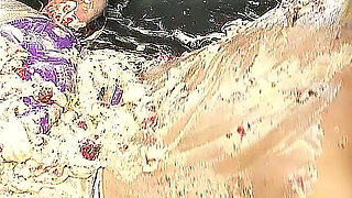 Horny Blonde Step Sisters Smeared with Vanilla Cream and Masturbates Pussy