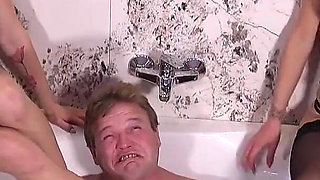 Double Piss Action for Our Horny Fat Slave