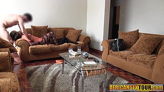 Petite curly African enjoyed rough sex