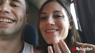 Risky Blowjob on a Public Bus - She swallows all my cum