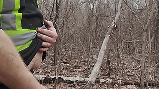 Fat guy jerking & cumming in forrest pt. 12