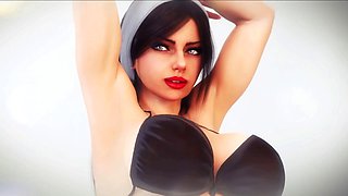 Long nails and animated sexy fun with Misskitty2k in a steamy washroom