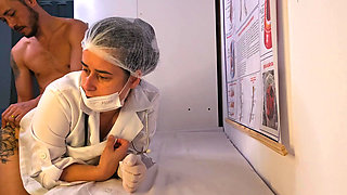 Hard boner during a check-up in front of her cocky patient